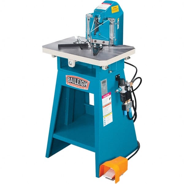 Baileigh - 5 x 5" Notching Dimension, Metal Notcher - 11" Stroke, 3mm Max Mild Steel Capacity, 23-1/2" Table Width x 18" Table Depth - Exact Tooling