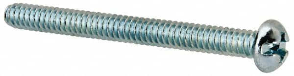 Value Collection - #6-32 UNC, 1-1/2" Length Under Head Slotted/Phillips Drive Machine Screw - Round Head, Grade J82 Steel, Zinc-Plated Finish, Without Washer - Exact Tooling