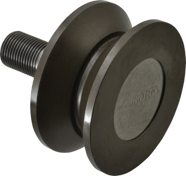 Osborn International - 3-1/2" Roller Diam x 1-11/16" Width, 7/8" Stud Diam x 2" Length, V Grooved Concentric Stud - Steel, 1-1/8" Thread Length, 7/8-14 Thread, 3-11/16" OAL, 2,270 Lb Dynamic Cap - Exact Tooling