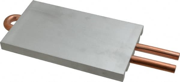 Lytron - 6" Long x 3-1/2" High, Straight Connection Copper Tube Cold Plate - 3/8 OD Tube, 2-Pass Fluid Path, Water Cooling, 1/2" Thick - Exact Tooling