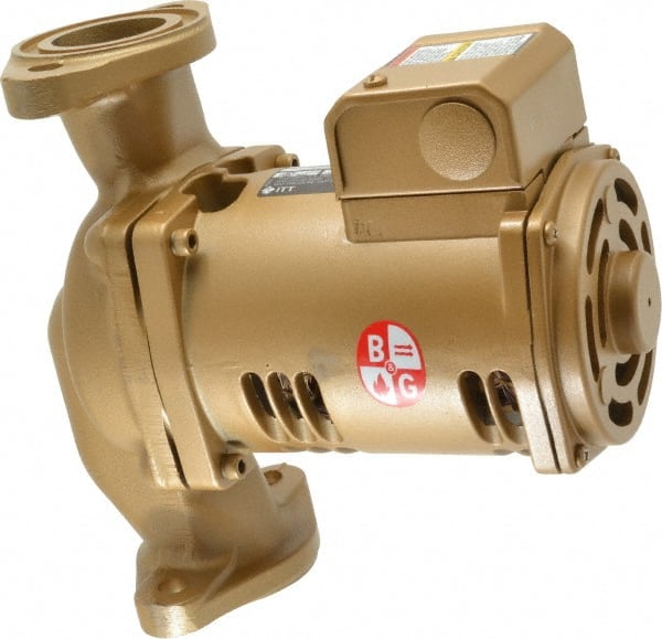 Bell & Gossett - 1/6 hp, 9-1/8" Long, 1 Phase, Bronze Housing, Noryl Impeller, Inline Circulator Pump - 115 Volt, 60 Hz, 6-3/8" Flange Width, Bell & Gossett Part No. 1BL004, 150 Max psi, ODP Motor - Exact Tooling