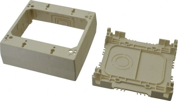 Wiremold - 2 Gang, (4) 1/2 & 3/4" Knockouts, PVC Rectangle Device Box - 4-3/4" Overall Height x 4-7/8" Overall Width x 1-3/4" Overall Depth - Exact Tooling