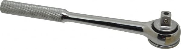 Paramount - 1/2" Drive Round Head Quick-Release Ratchet - Chrome Finish, 10-3/32" OAL, 45 Gear Teeth, Full Polished Knurled Handle, Reversible with Knurled Speed Ring Head - Exact Tooling
