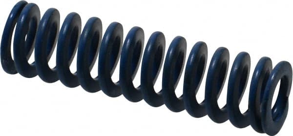 Associated Spring Raymond - 1/2" Hole Diam, 9/32" Rod Diam, 1-3/4" Free Length, Blue Die Spring - 52.5 Lb Max Deflection, 0.88" Max Deflection, Medium Duty, Chromium Alloy Steel - Exact Tooling