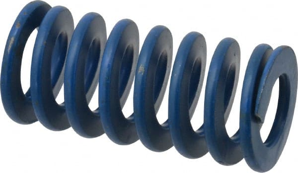 Associated Spring Raymond - 1" Hole Diam, 1/2" Rod Diam, 2" Free Length, Blue Die Spring - 260 Lb Max Deflection, 1" Max Deflection, Medium Duty, Chromium Alloy Steel - Exact Tooling