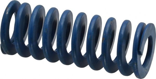 Associated Spring Raymond - 1" Hole Diam, 1/2" Rod Diam, 2-1/2" Free Length, Blue Die Spring - 250 Lb Max Deflection, 1.25" Max Deflection, Medium Duty, Chromium Alloy Steel - Exact Tooling