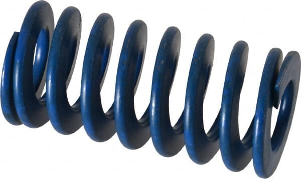 Associated Spring Raymond - 1-1/4" Hole Diam, 5/8" Rod Diam, 2-1/2" Free Length, Blue Die Spring - 360 Lb Max Deflection, 1.25" Max Deflection, Medium Duty, Chromium Alloy Steel - Exact Tooling