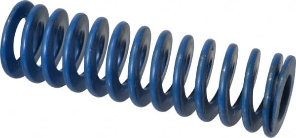 Associated Spring Raymond - 1-1/2" Hole Diam, 3/4" Rod Diam, 5" Free Length, Blue Die Spring - 525 Lb Max Deflection, 2.5" Max Deflection, Medium Duty, Chromium Alloy Steel - Exact Tooling
