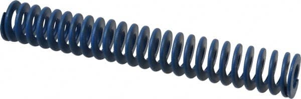 Associated Spring Raymond - 1-1/2" Hole Diam, 3/4" Rod Diam, 10" Free Length, Blue Die Spring - 500 Lb Max Deflection, 5" Max Deflection, Medium Duty, Chromium Alloy Steel - Exact Tooling