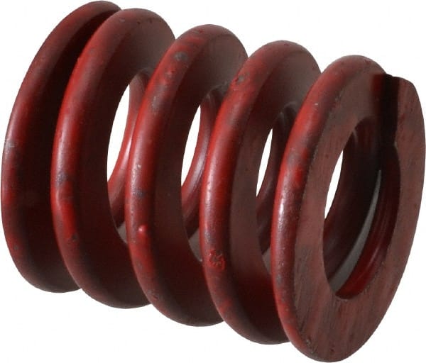 Associated Spring Raymond - 1" Hole Diam, 1/2" Rod Diam, 1" Free Length, Red Die Spring - 281.2 Lb Max Deflection, 0.37" Max Deflection, Medium Heavy Duty, Chromium Alloy Steel - Exact Tooling