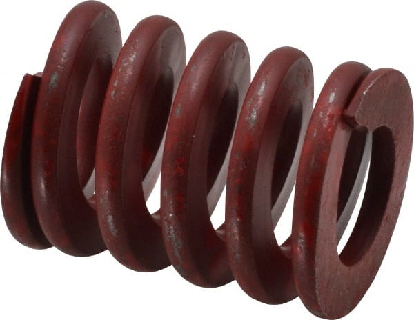 Associated Spring Raymond - 1" Hole Diam, 1/2" Rod Diam, 1-1/4" Free Length, Red Die Spring - 288.6 Lb Max Deflection, 0.46" Max Deflection, Medium Heavy Duty, Chromium Alloy Steel - Exact Tooling