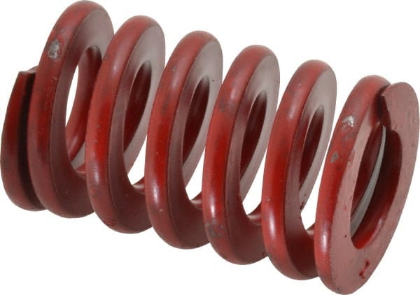 Associated Spring Raymond - 1" Hole Diam, 1/2" Rod Diam, 1-1/2" Free Length, Red Die Spring - 275.3 Lb Max Deflection, 0.56" Max Deflection, Medium Heavy Duty, Chromium Alloy Steel - Exact Tooling