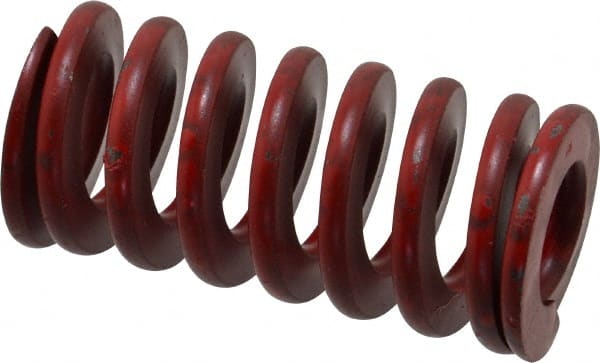 Associated Spring Raymond - 1" Hole Diam, 1/2" Rod Diam, 2" Free Length, Red Die Spring - 296 Lb Max Deflection, 0.74" Max Deflection, Medium Heavy Duty, Chromium Alloy Steel - Exact Tooling