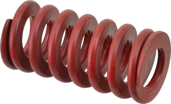Associated Spring Raymond - 1-1/4" Hole Diam, 5/8" Rod Diam, 2-1/2" Free Length, Red Die Spring - 577.2 Lb Max Deflection, 0.93" Max Deflection, Medium Heavy Duty, Chromium Alloy Steel - Exact Tooling