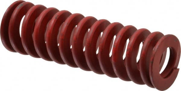 Associated Spring Raymond - 1-1/4" Hole Diam, 5/8" Rod Diam, 4" Free Length, Red Die Spring - 544.6 Lb Max Deflection, 1.48" Max Deflection, Medium Heavy Duty, Chromium Alloy Steel - Exact Tooling