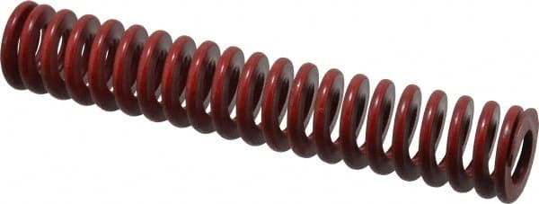 Associated Spring Raymond - 1-1/4" Hole Diam, 5/8" Rod Diam, 7" Free Length, Red Die Spring - 518 Lb Max Deflection, 2.59" Max Deflection, Medium Heavy Duty, Chromium Alloy Steel - Exact Tooling