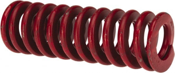 Associated Spring Raymond - 1-1/2" Hole Diam, 3/4" Rod Diam, 4-1/2" Free Length, Red Die Spring - 719.3 Lb Max Deflection, 1.67" Max Deflection, Medium Heavy Duty, Chromium Alloy Steel - Exact Tooling