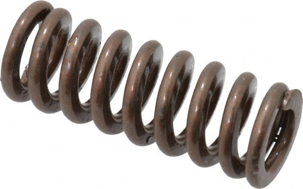 Associated Spring Raymond - 1/2" Hole Diam, 9/32" Rod Diam, 1-1/4" Free Length, Gold Die Spring - 69.8 Lb Max Deflection, 0.38" Max Deflection, Heavy Duty, Chromium Alloy Steel - Exact Tooling