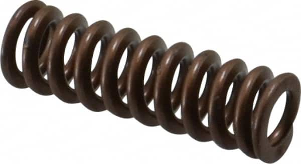 Associated Spring Raymond - 1/2" Hole Diam, 9/32" Rod Diam, 1-1/2" Free Length, Gold Die Spring - 69.8 Lb Max Deflection, 0.45" Max Deflection, Heavy Duty, Chromium Alloy Steel - Exact Tooling