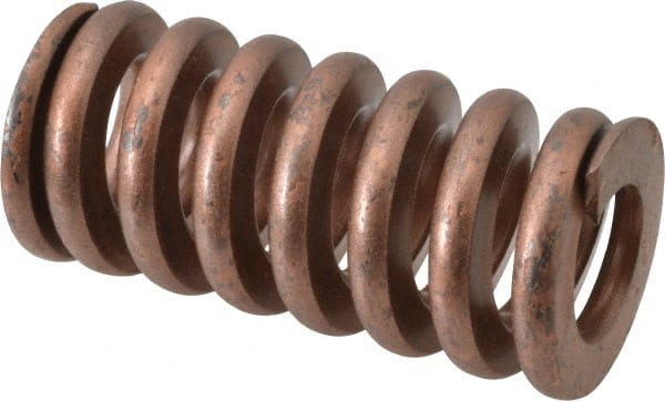 Associated Spring Raymond - 1-1/4" Hole Diam, 5/8" Rod Diam, 2-1/2" Free Length, Gold Die Spring - 882 Lb Max Deflection, 0.75" Max Deflection, Heavy Duty, Chromium Alloy Steel - Exact Tooling