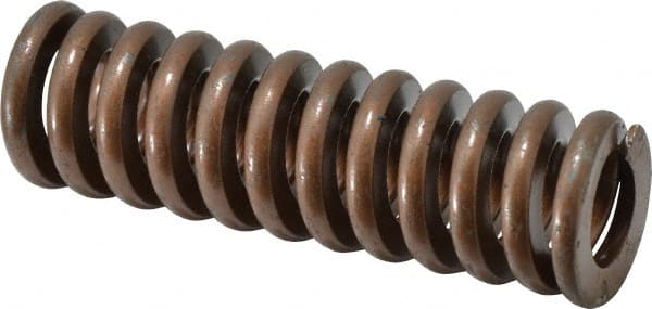 Associated Spring Raymond - 1-1/4" Hole Diam, 5/8" Rod Diam, 4" Free Length, Gold Die Spring - 796.8 Lb Max Deflection, 1.2" Max Deflection, Heavy Duty, Chromium Alloy Steel - Exact Tooling