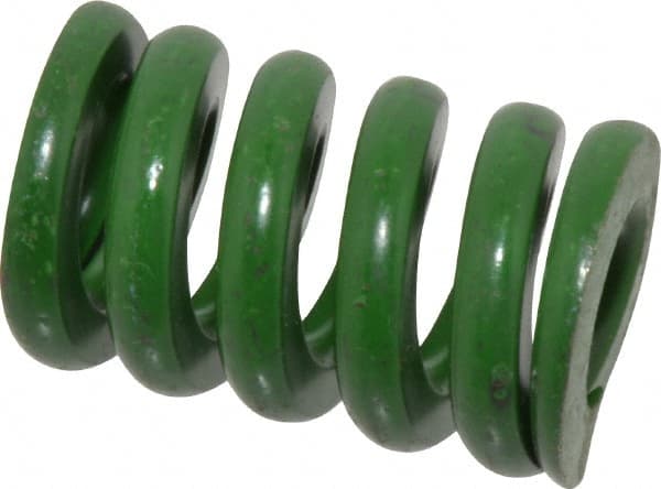 Associated Spring Raymond - 1" Hole Diam, 1/2" Rod Diam, 1-1/2" Free Length, Green Die Spring - 600 Lb Max Deflection, 0.38" Max Deflection, Extra Heavy Duty, Chromium Alloy Steel - Exact Tooling