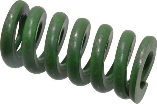 Associated Spring Raymond - 1" Hole Diam, 1/2" Rod Diam, 2" Free Length, Green Die Spring - 580 Lb Max Deflection, 0.5" Max Deflection, Extra Heavy Duty, Chromium Alloy Steel - Exact Tooling