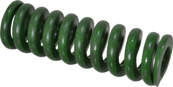 Associated Spring Raymond - 1" Hole Diam, 1/2" Rod Diam, 3" Free Length, Green Die Spring - 552 Lb Max Deflection, 0.75" Max Deflection, Extra Heavy Duty, Chromium Alloy Steel - Exact Tooling