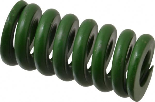 Associated Spring Raymond - 1-1/4" Hole Diam, 5/8" Rod Diam, 2-1/2" Free Length, Green Die Spring - 900 Lb Max Deflection, 0.63" Max Deflection, Extra Heavy Duty, Chromium Alloy Steel - Exact Tooling