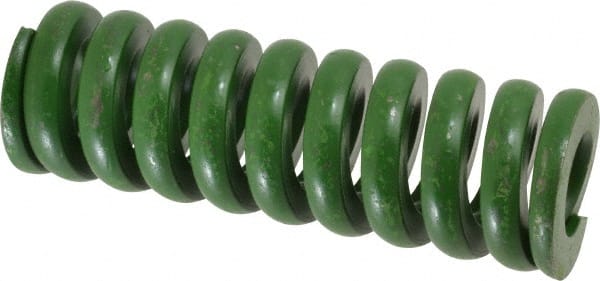 Associated Spring Raymond - 1-1/2" Hole Diam, 3/4" Rod Diam, 4-1/2" Free Length, Green Die Spring - 1665 Lb Max Deflection, 1.13" Max Deflection, Extra Heavy Duty, Chromium Alloy Steel - Exact Tooling