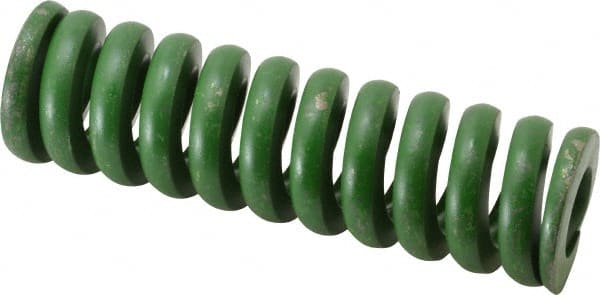 Associated Spring Raymond - 1-1/2" Hole Diam, 3/4" Rod Diam, 5" Free Length, Green Die Spring - 1700 Lb Max Deflection, 1.25" Max Deflection, Extra Heavy Duty, Chromium Alloy Steel - Exact Tooling
