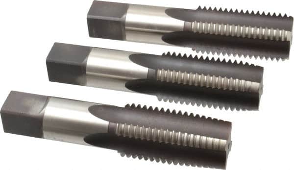 Hertel - 1-1/2 - 6 UNC, 4 Flute, Bottoming, Plug & Taper, Bright Finish, High Speed Steel Tap Set - Right Hand Cut, 6-3/8" OAL, 3" Thread Length, 2B/3B Class of Fit - Exact Tooling