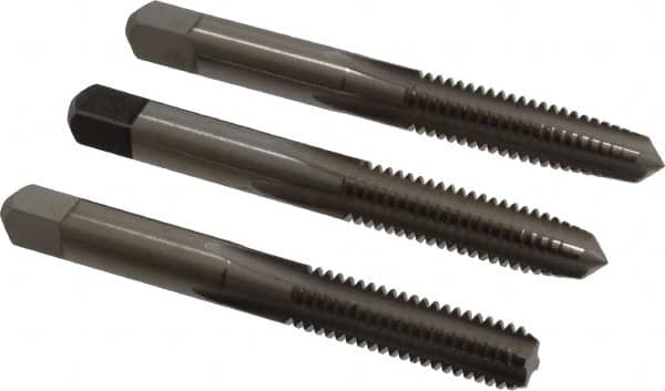 Hertel - 5/16-18 UNC, 4 Flute, Bottoming, Plug & Taper, Bright Finish, High Speed Steel Tap Set - 2-23/32" OAL, 2B/3B Class of Fit - Exact Tooling