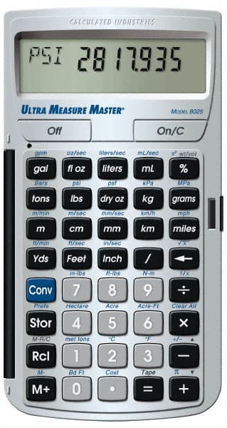 Calculated Industries - 11-Digit LCD (7 Normal & 4 Fractions) 400 Function Handheld Calculator - 0.73" x 2.56" (19.00mm x 65.0mm) Display Size, Silver, CR-2016 Powered, 7" Long x 5" Wide x 1" High - Exact Tooling