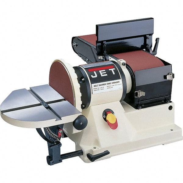 Jet - 48 Inch Long x 6 Inch Wide Belt, 9 Inch Diameter, Horizontal and Vertical Combination Sanding Machine - 2,258 Ft./min Belt Speed, 3/4 HP, Single Phase - Exact Tooling