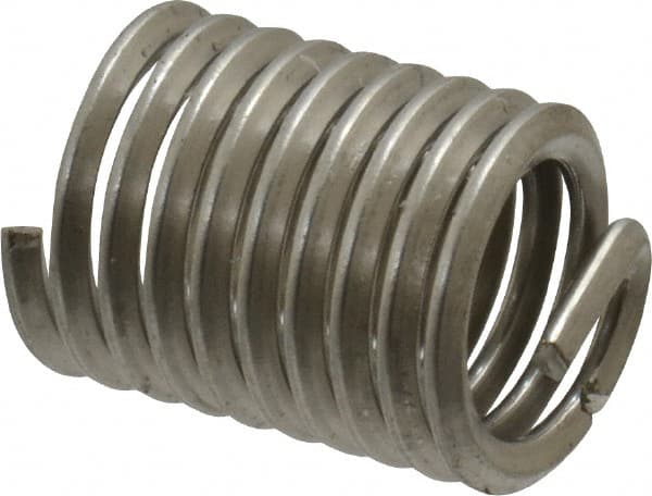 Recoil - 5/16-18 UNC, 5/8" OAL, Free Running Helical Insert - 9-1/4 Free Coils, Tanged, Stainless Steel, Bright Finish, 2D Insert Length - Exact Tooling