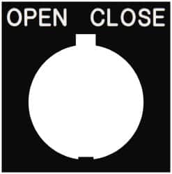 Eaton Cutler-Hammer - Square, Legend Plate - Open-Close - Black Background, 30-1/2mm Hole Diameter, 1.77 Inch Square - Exact Tooling