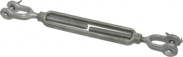 Made in USA - 800 Lb Load Limit, 5/16" Thread Diam, 4-1/2" Take Up, Steel Jaw & Jaw Turnbuckle - 9" Closed Length - Exact Tooling