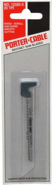 Porter-Cable - 3" Long, 20 Teeth per Inch, Carbon Steel Jig Saw Blade - Toothed Edge, 3/16" Wide x 0.048" Thick, Hook Shank, Ground Taper Tooth Set - Exact Tooling