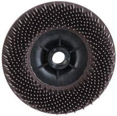 3M - 4-1/2" 36 Grit Ceramic Straight Disc Brush - Very Coarse Grade, Threaded Hole Connector, 3/4" Trim Length, 5/8-11 Threaded Arbor Hole - Exact Tooling