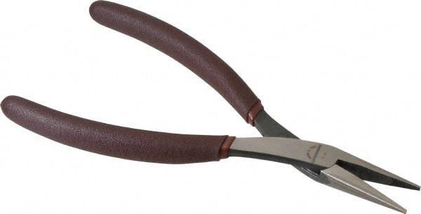 Paramount - 7-25/32" OAL, 1-9/16" Jaw Length x 17/32" Jaw Width, Long Nose Pliers - Serrated Jaw, Slim Line Head, Plastic Dipped Handles - Exact Tooling