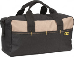 CLC - 8 Pocket Black & Khaki Polyester Tool Bag - 14" Wide x 5-1/2" Deep x 6" High - Exact Tooling