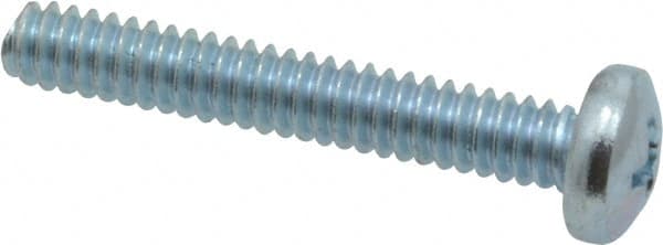 Value Collection - #10-24 UNC, 1-1/4" Length Under Head Phillips Drive Machine Screw - Pan Head, Grade 2 Steel, Zinc-Plated Finish, Without Washer - Exact Tooling