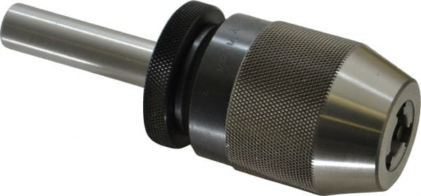 Albrecht - 1/32 to 1/2" Capacity, Steel Integral Shank Drill Chuck - Keyless, Straight Shank, 2" Sleeve Diam, 3-1/8" Open Length - Exact Tooling