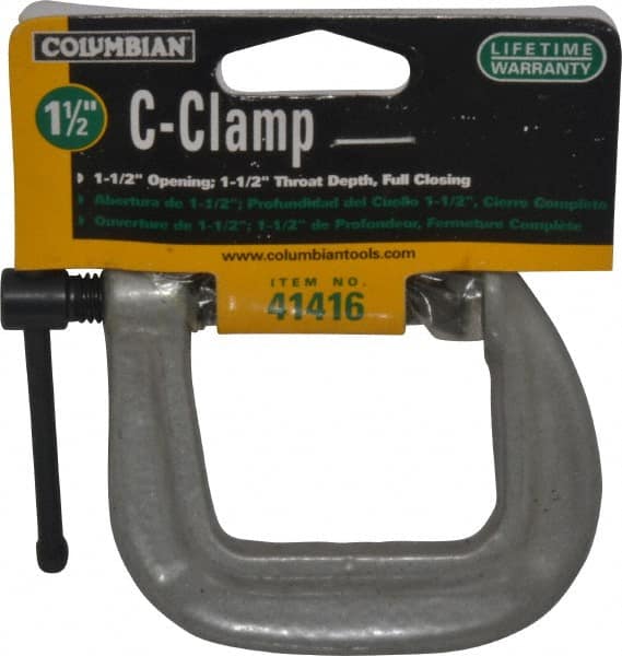 Wilton - Light-Duty 1-1/2" Max Opening, 1-1/2" Throat Depth, Ductile Iron Standard C-Clamp - 820 Lb Capacity, 0" Min Opening, Standard Throat Depth - Exact Tooling