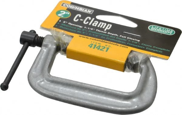 Wilton - Light-Duty 2" Max Opening, 1-1/8" Throat Depth, Ductile Iron Standard C-Clamp - 800 Lb Capacity, 0" Min Opening, Standard Throat Depth - Exact Tooling