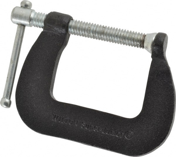 Wilton - Light-Duty 1-1/2" Max Opening, 1-1/2" Throat Depth, Forged Steel Standard C-Clamp - 850 Lb Capacity, 0" Min Opening, Standard Throat Depth, Steel Screw - Exact Tooling