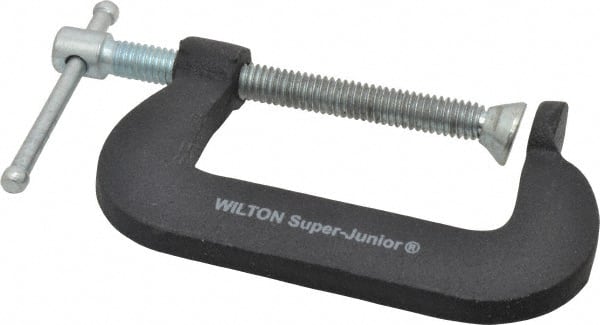 Wilton - Light-Duty 2" Max Opening, 1-1/4" Throat Depth, Forged Steel Standard C-Clamp - 875 Lb Capacity, 0" Min Opening, Standard Throat Depth, Steel Screw - Exact Tooling