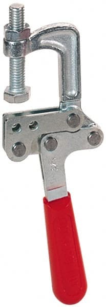 De-Sta-Co - 3558.58 N Load Capacity, 1.25" Throat Depth, 8.28" OAL, Stainless Steel, C Style Plier Clamp - 1.78" Max Jaw Capacity, 1/2-13 Spindle, 2.94" Open Throat Height, Red Handle, Spindle End - Exact Tooling