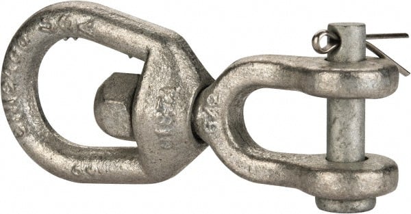 Made in USA - 1, 250 Lbs. Load Limit, 3-3/4 Inches Long x 5/16 Inch Diameter Jaw Eye Swivel - Exact Tooling